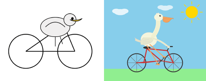 Pelican riding a bike. 2024 vs 2026